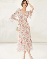 Élégante robe en soie pour une garden-party